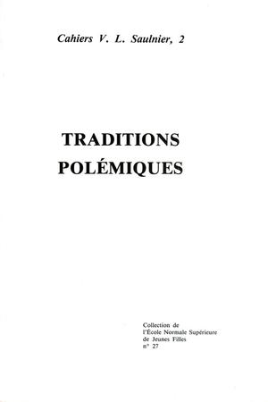 Traditions polémiques | Collectif