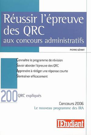 Réussir l'épreuve des QRC aux concours administratifs | Gévart, Pierre