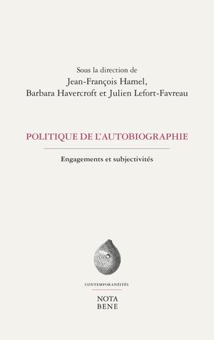Politique de l'autobiographie | Hamel, Jean-François
