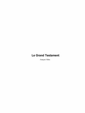 Le Grand Testament | Villon, François