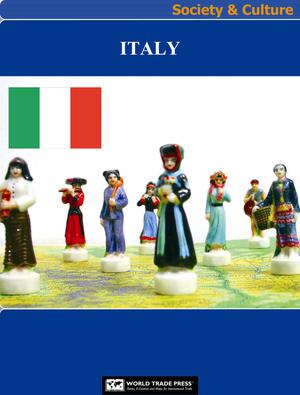 Book cover featuring Italian flag and traditional figurines.